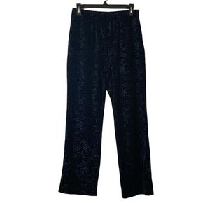 MARC NEW YORK | Women’s Navy Blue Floral Velvet Velour Straight Leg Pants Size S